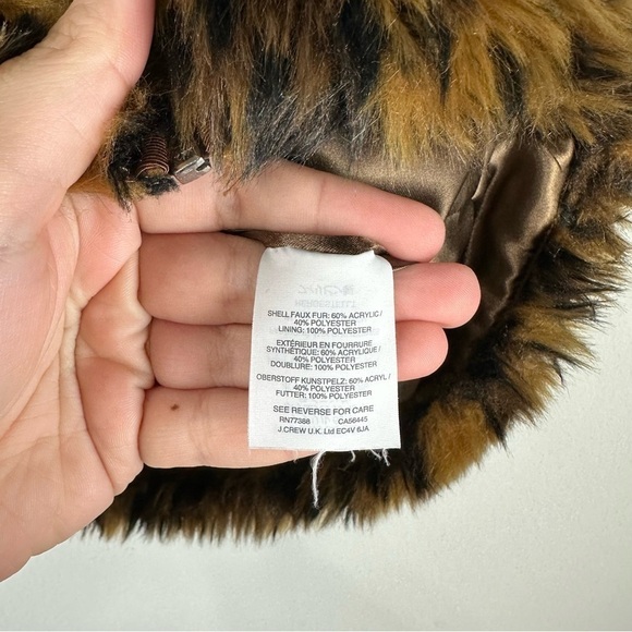 J.Crew Brown Black Leopard Faux Fur Full Zip Vest Size Small - Picture 5 of 7